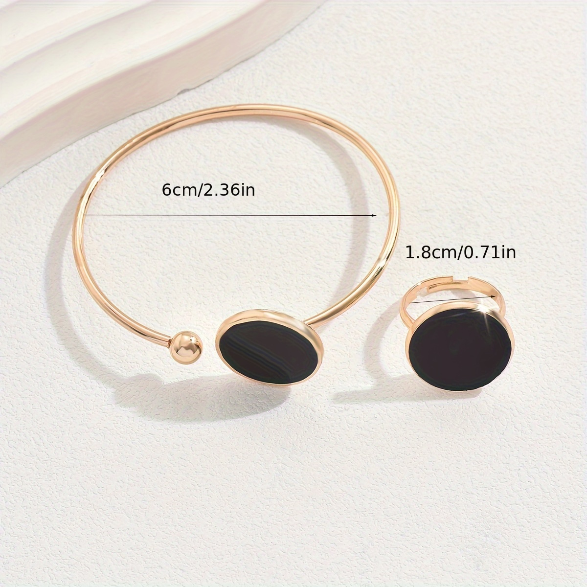 2pcs Geometric Drop Round Bracelet Ring Set